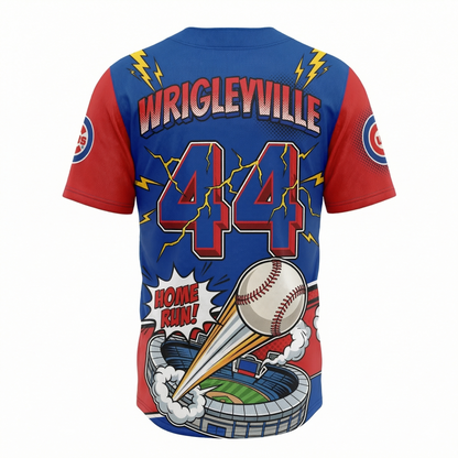 Men's North Side Baseball Button-Up Jersey - 90s Vintage Comic Style - Windy City Heritage AOP