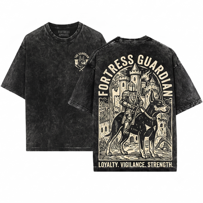 Medieval Doberman Knight Riding Snail Retro Grimdark Y2K Dog Mom Dad Meme Gift Unisex Heavyweight Garment-Dyed T-Shirt