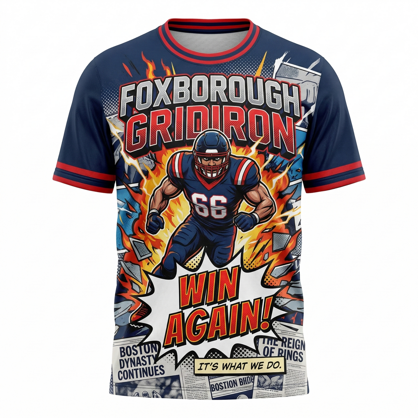 Boston Football Comic Jersey Retro Gridiron Hero AOP Shirt