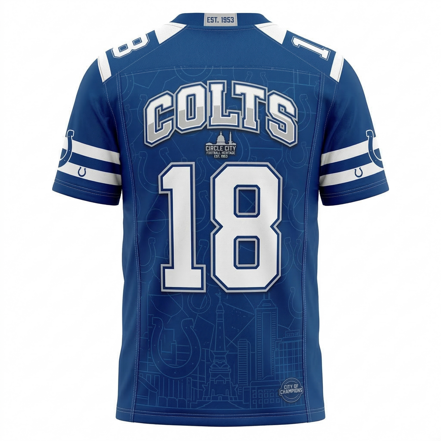 Indianapolis Classic Blue & White American Football Heritage Jersey - Unisex AOP Performance Mesh Fan Gear