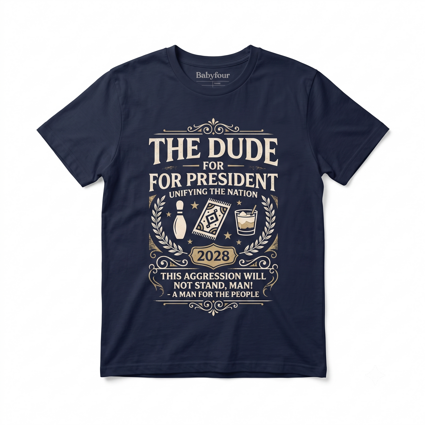 Vintage The Dude Graphic Tee - This Aggression Will Not Stand Movie Quote Retro Unisex T-shirt