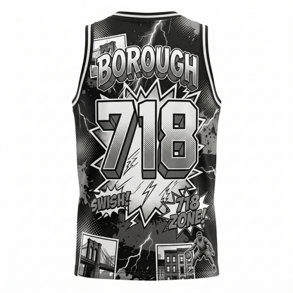 Vintage Brooklyn Hoops Comic Style Basketball Jersey - 90s Streetwear AOP Graphic Tank Top