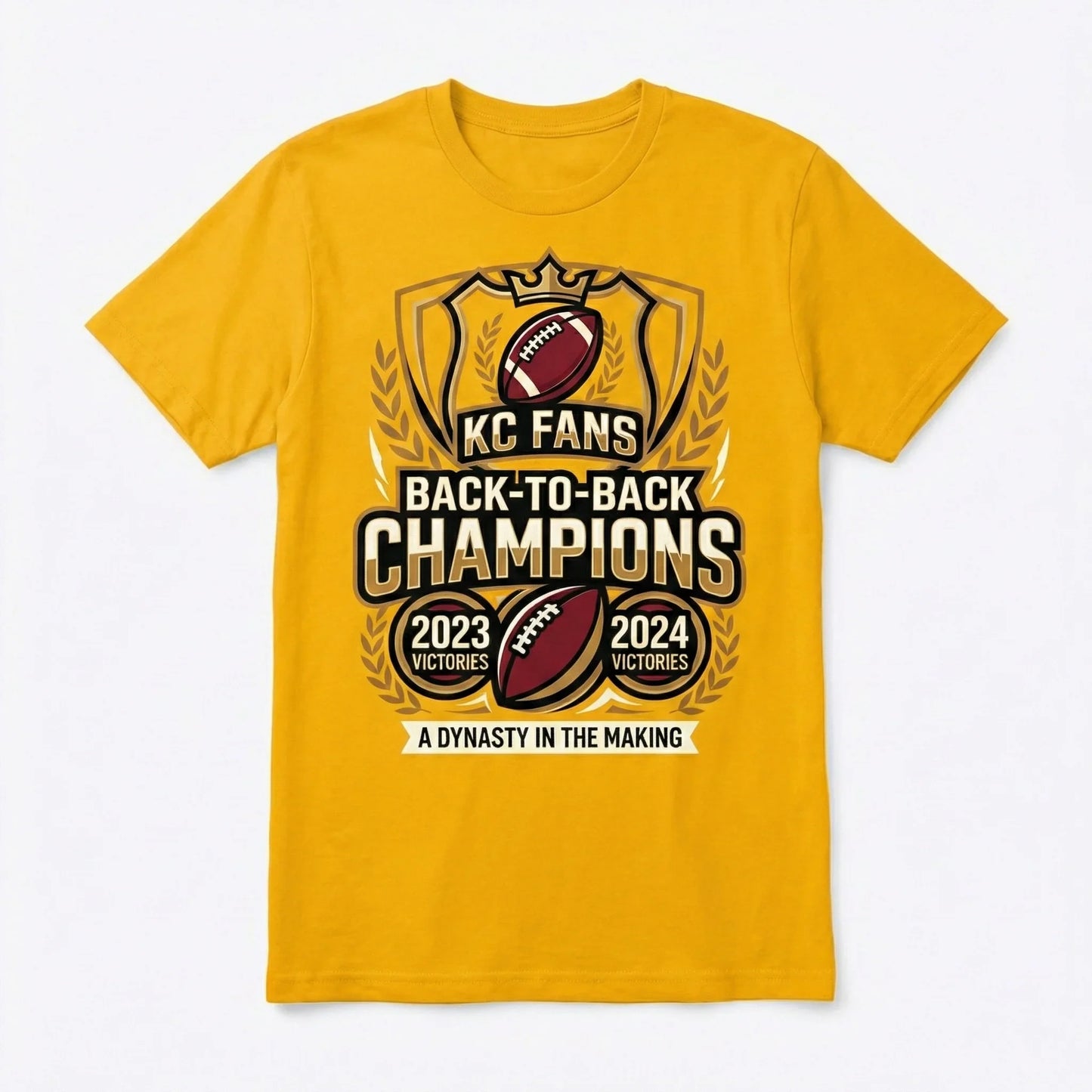 KC Football Fans Crimson Tee - Victory Dynasty Series T-Shirt, Sweatshirt & Hoodie (Back-to-Back Champs)