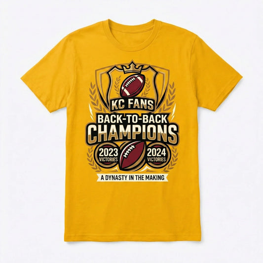 KC Football Fans Crimson Tee - Victory Dynasty Series T-Shirt, Sweatshirt & Hoodie (Back-to-Back Champs)