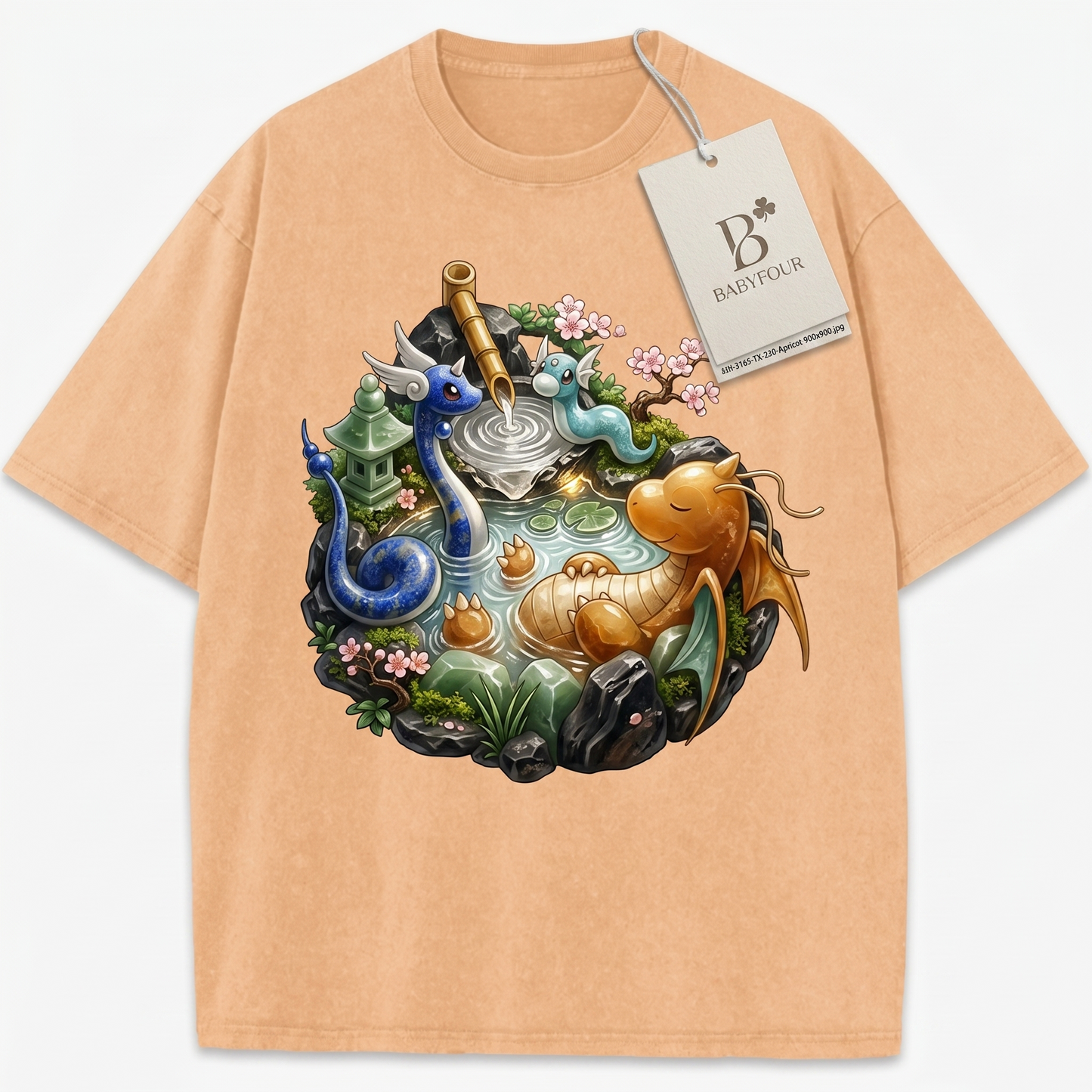 Cute Blue and Orange Oasis Sea Serpents Vintage Aesthetic Unisex Tshirt