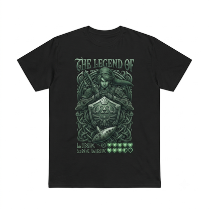 Legend of Zelda Adventure Series Graphic Apparel, Hero of Time Triforce Hylian Crest Inspired Design, Retro Gaming Enthusiast Gift, Soft Premium Quality Unisex Tshirt
