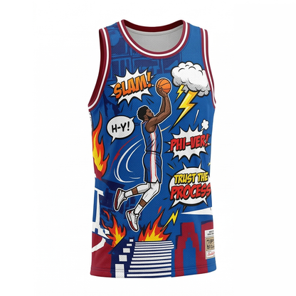 Vintage Philly Hoops Unisex Basketball Jersey - 90s Comic Book Style "Brotherly Love" AOP Tank Top