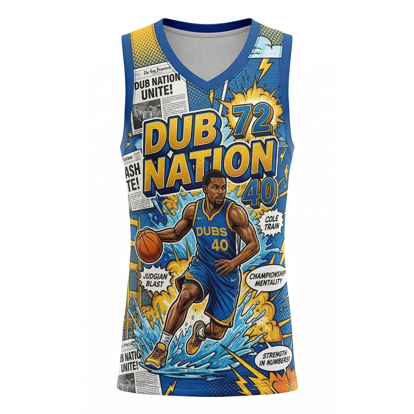 Bay Area Basketball Fan Jersey, Dub Nation Heritage Comic Book Style Unisex Basketball Tank Top