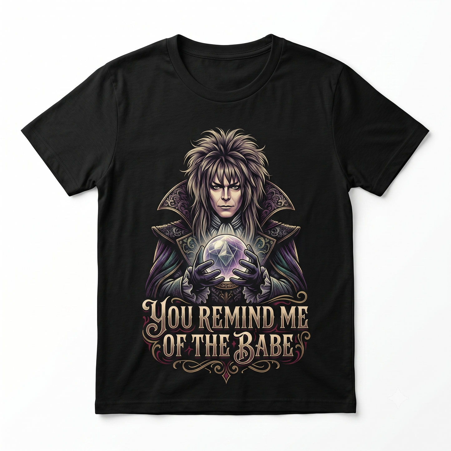 Retro 80s Dark Fantasy Wizard Crystal Ball Graphic Unisex T-Shirt