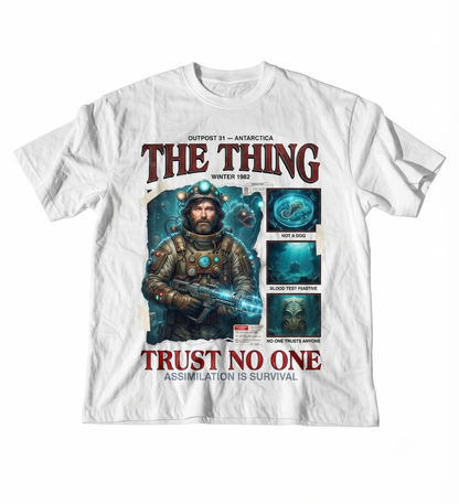 The Thing 1982 Classic Sci-Fi Horror Movie Graphic Tee, Distressed Vintage Style Apparel, Unisex T-shirt