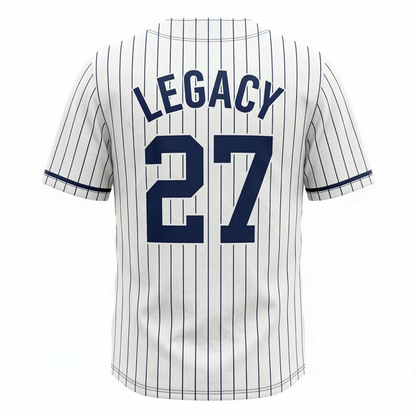 Unisex Bronx Pinstripe Heritage Baseball Jersey - Classic NYC All-Over Print Button-Up