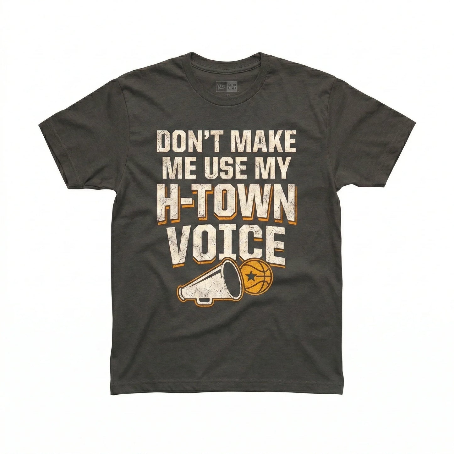 Funny Houston Basketball Fan T-Shirt - "Don't Make Me Use My H-Town Voice" - Vintage Distressed Gift