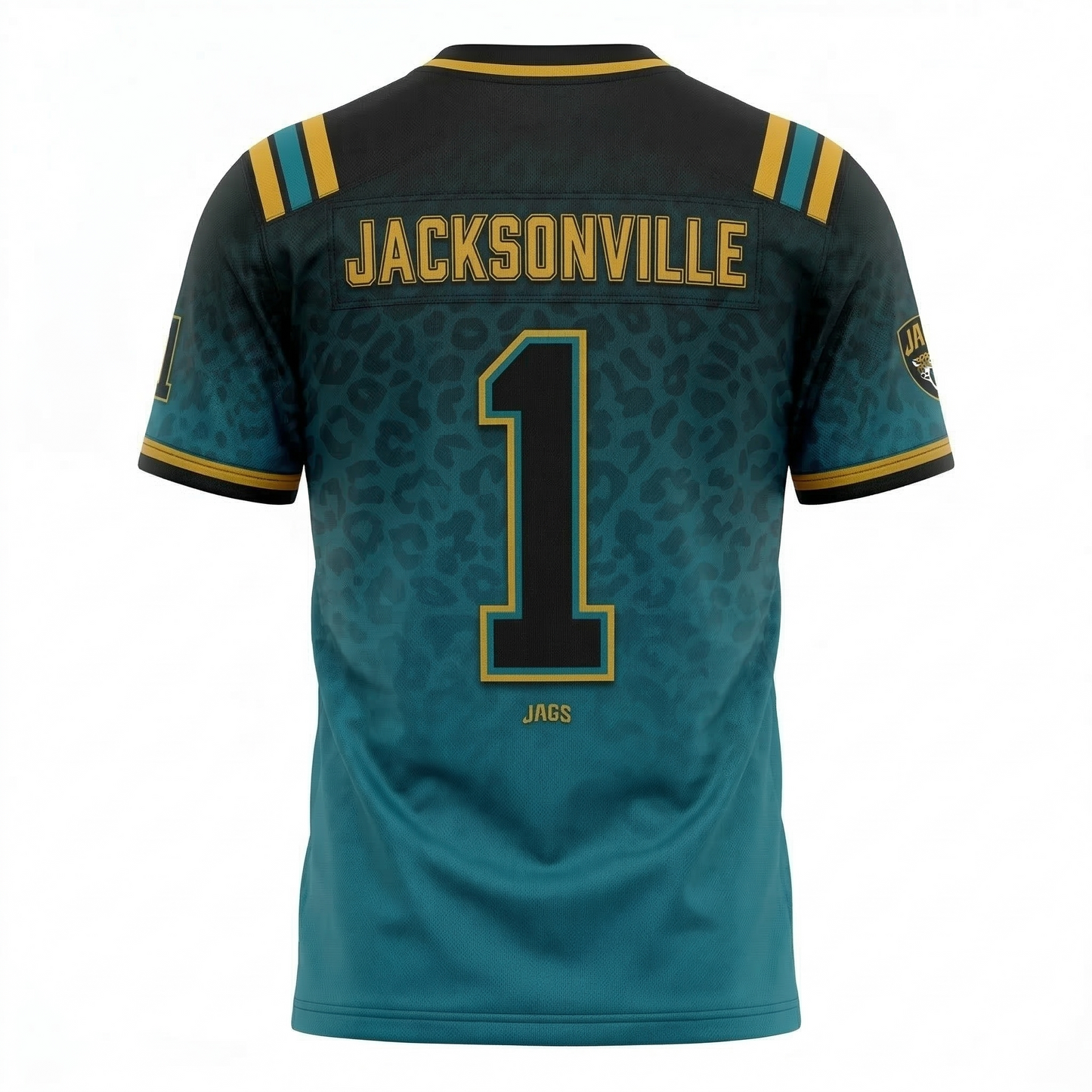 Unisex Jacksonville Football Jersey - JAX Teal & Black Duval Heritage Print - Vapor Mesh