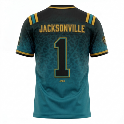 Unisex Jacksonville Football Jersey - JAX Teal & Black Duval Heritage Print - Vapor Mesh
