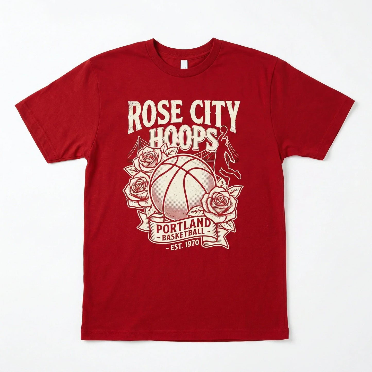 Retro Portland Basketball Rose City Fan Apparel | Vintage Hoops Graphic (T-Shirt, Tank Top, Hoodie)