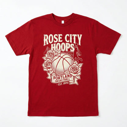 Retro Portland Basketball Rose City Fan Apparel | Vintage Hoops Graphic (T-Shirt, Tank Top, Hoodie)
