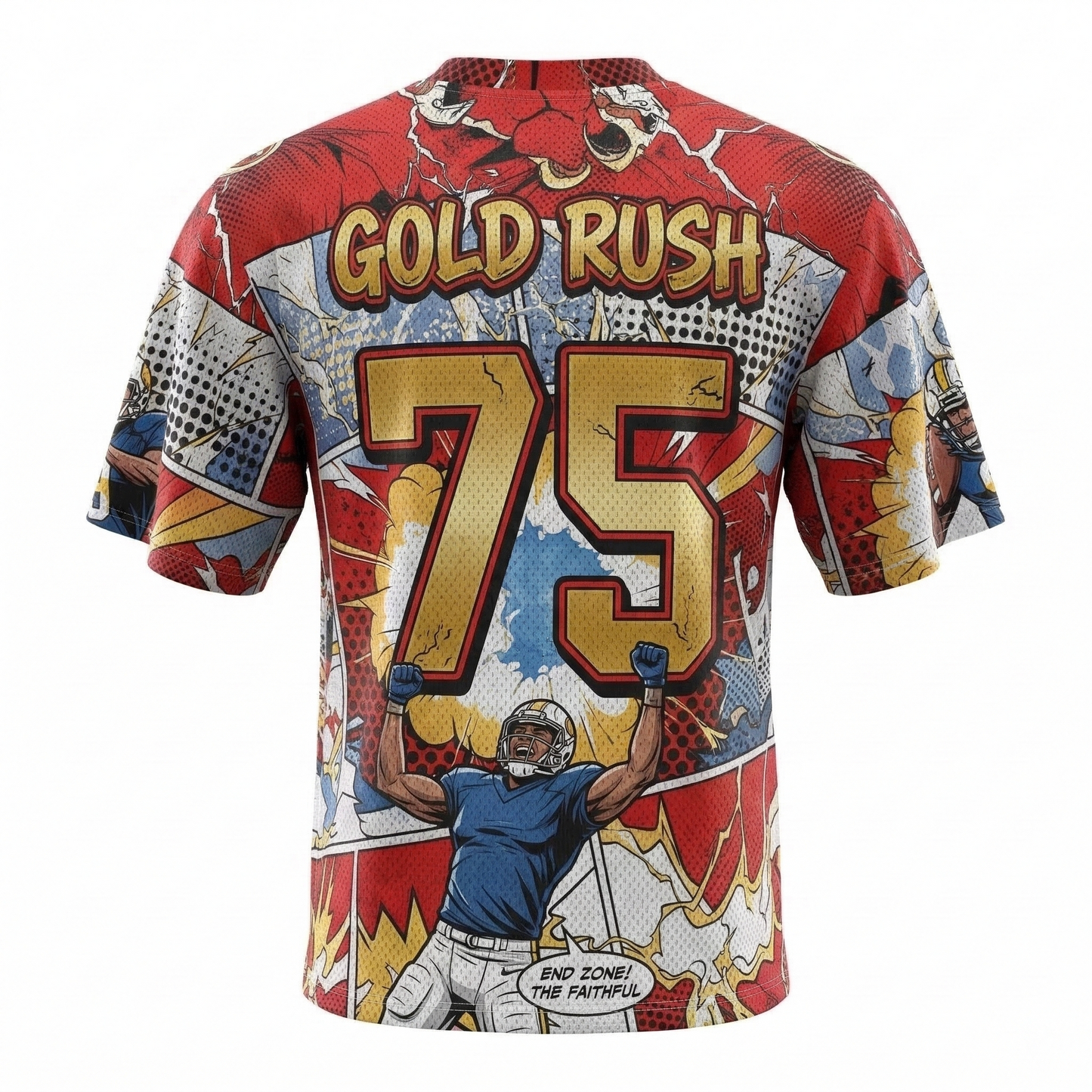 Vintage Bay Area Gold Football Jersey - 90s Comic Style Streetwear, San Fran City Pride All-Over Print Shirt