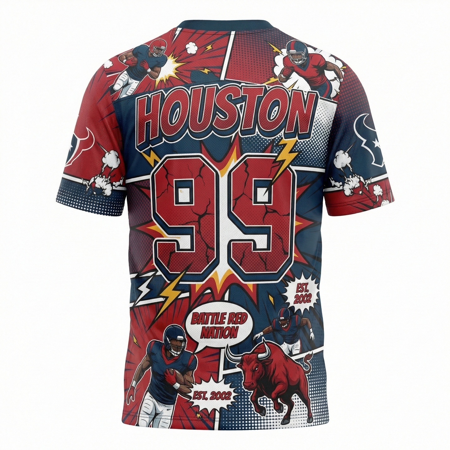 Space City Gridiron Vintage Comic Style AOP Football Jersey - H-Town Heritage Unisex Streetwear