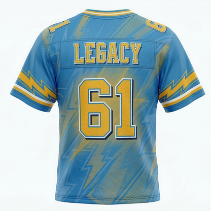 Premium Unisex SoCal Electric Football Jersey - Powder Blue & Gold Gridiron Heritage AOP Shirt