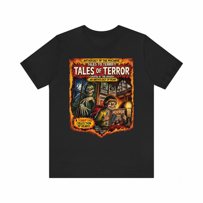Vintage Horror Comic Book Graphic Tee Retro Spooky 1980s Scary Movie Pulp Art Gothic Skeleton Apparel Unisex T-shirt
