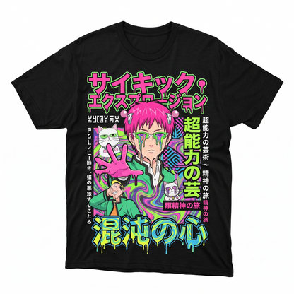Pink Hair Anime Boy Annoyed Face Graphic Tee - Funny Manga Character Unisex T-Shirt
