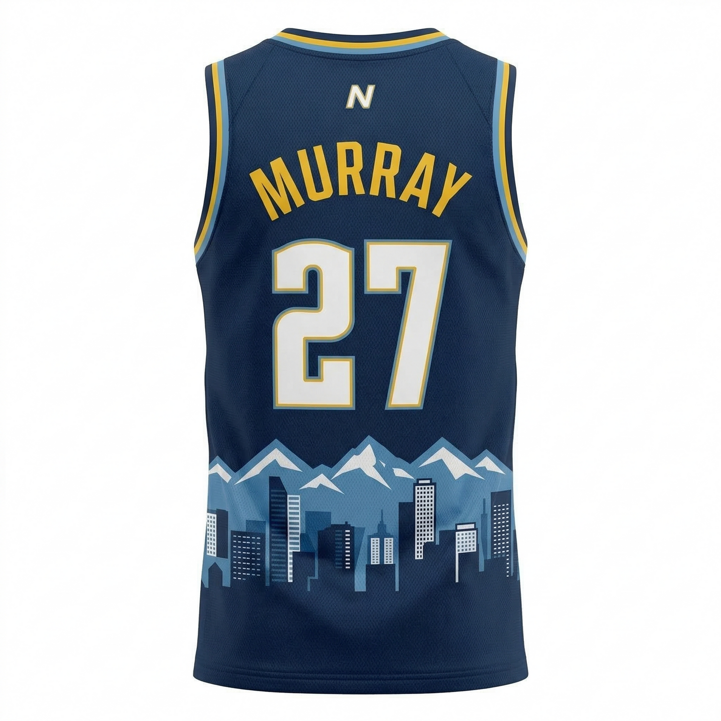 Mile High City Basketball Jersey - Denver Skyline Graphic - Premium Unisex Hoops Tank - Navy & Gold Edition
