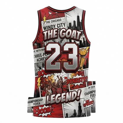 Premium Unisex AOP Chicago Windy City Hoops Basketball Tank Jersey Comic Hype Art