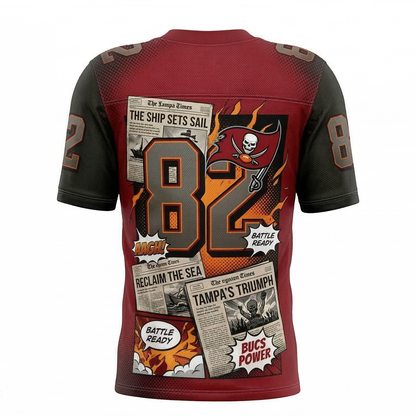 Tampa Bay Football Spirit Premium AOP Comic Art Jersey - Bay Area Pirate Nation Fan Gear