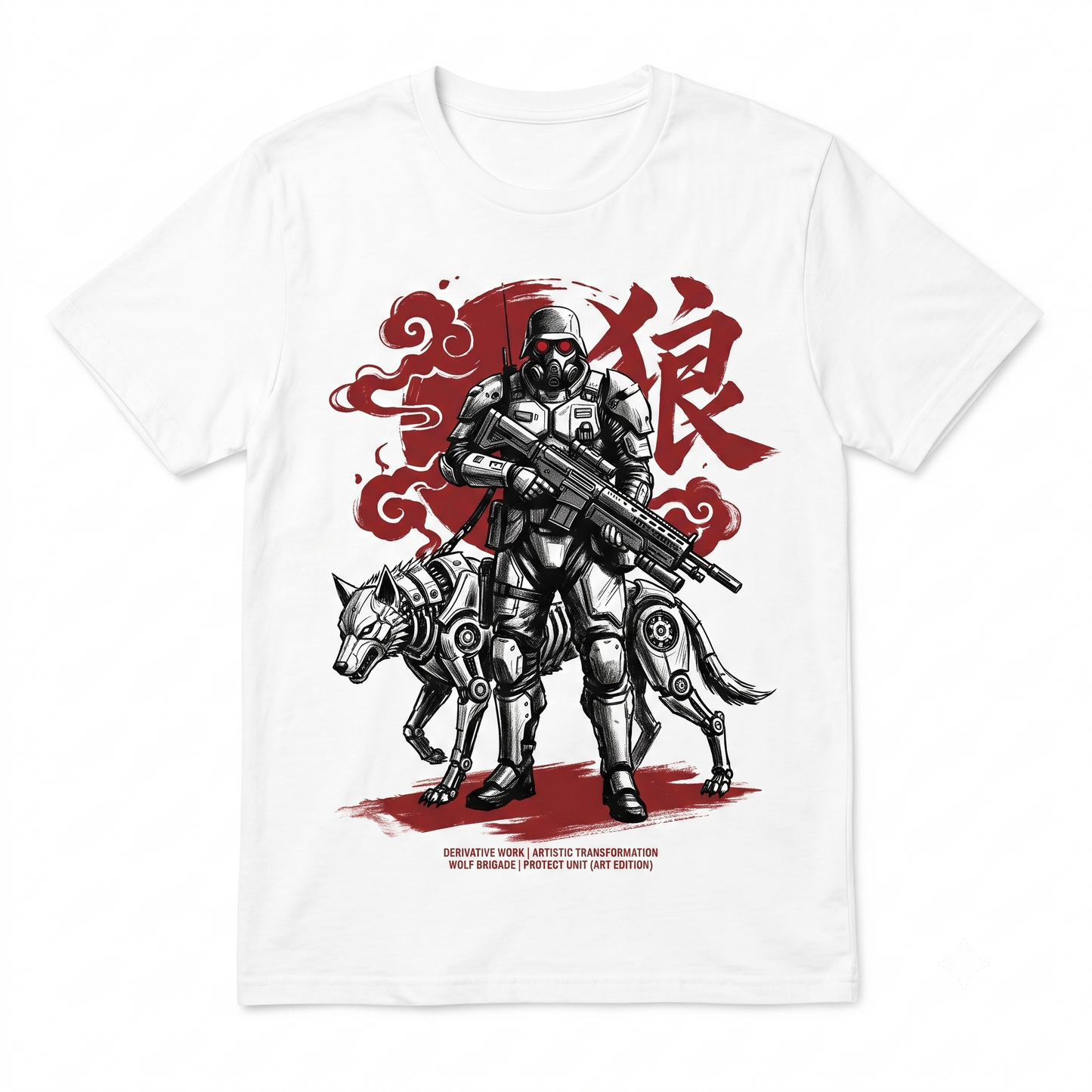Retro Anime Wolf Squad Tactical Soldier Graphic Apparel Unisex T-shirt