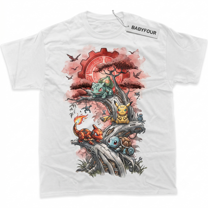 Retro Anime Monsters Graphic Tee - Cute Electric and Starter Pocket Creatures Vintage Style Apparel - Unisex T-shirt
