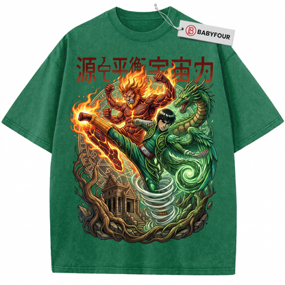 Vintage Bushy Brow Sensei and Student Retro Anime Green Unisex T-Shirt
