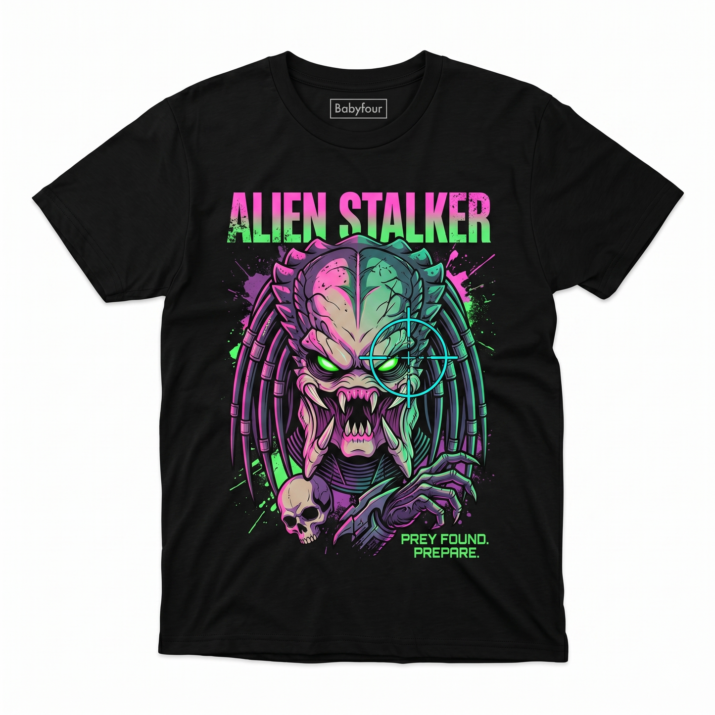 Intergalactic Hunter vs Extraterrestrial Beast Unisex Graphic T-Shirt - Sci-Fi Space Monster Battle Tee