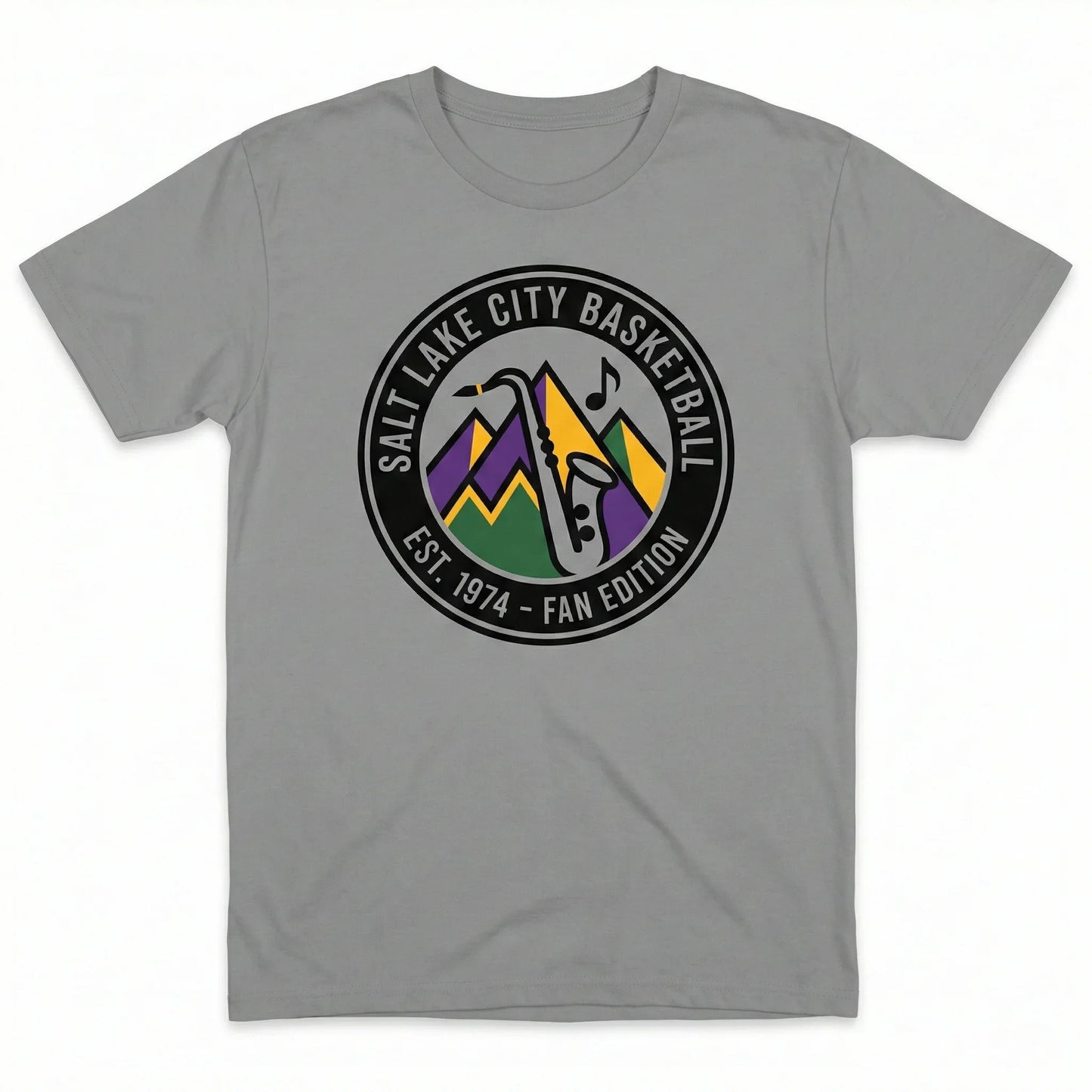 Salt Lake City Basketball Fan Gear - Classic Mountain & Note Emblem Design - T-Shirt, Hoodie, Sweatshirt, Tank, Long Sleeve
