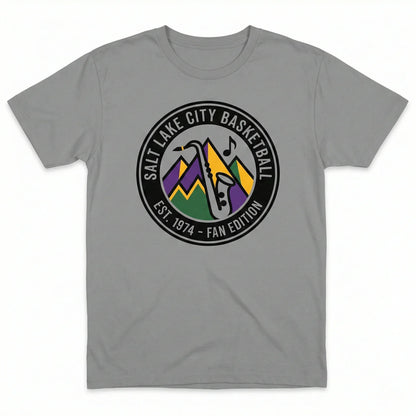 Salt Lake City Basketball Fan Gear - Classic Mountain & Note Emblem Design - T-Shirt, Hoodie, Sweatshirt, Tank, Long Sleeve