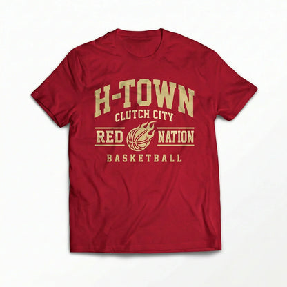 Houston Basketball Fan Gear - H-Town Clutch City Pride Graphic T-Shirt, Hoodie, Sweatshirt - Red Nation Support Apparel