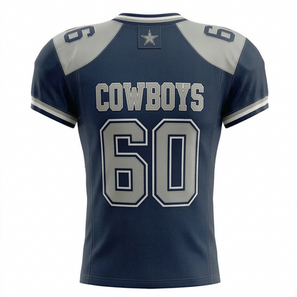 Dallas Pro Football Heritage Jersey - Classic Blue & Silver America's Team Inspired Fan Gear - Unisex American Football Mesh Jersey