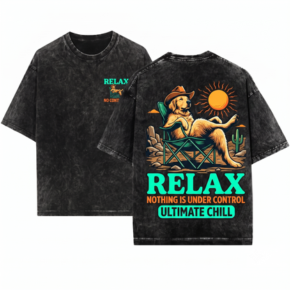 Chill Golden Retriever Retro Dog Dad Mom Vintage Gift Unisex Heavyweight Garment-Dyed T-Shirt