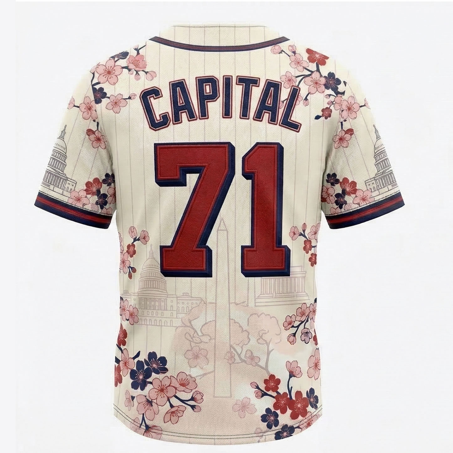 Capital City Heritage Baseball Jersey Unisex | D.C. Cherry Blossom AOP Button-Up Shirt