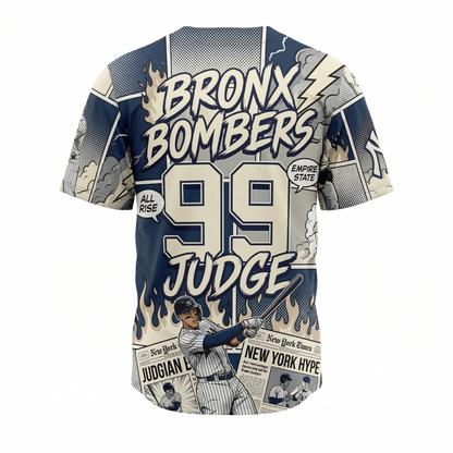 Bronx Baseball Jersey Men's Comic Style - NY Bombers All-Over Print Button-Up Shirt Hype Streetwear