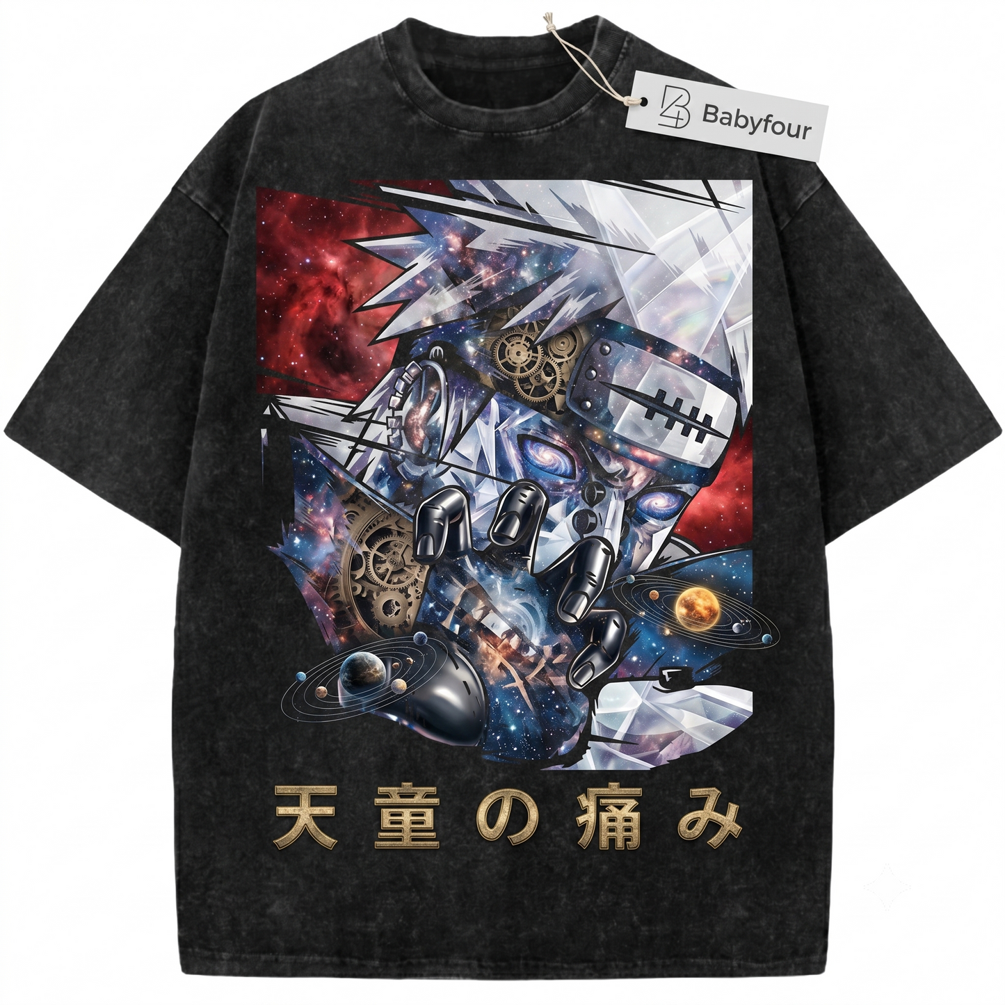 Retro Red Hair Ninja God of Pain Graphic Tee - Vintage Anime Style Unisex T-shirt