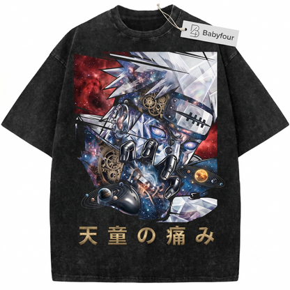 Retro Red Hair Ninja God of Pain Graphic Tee - Vintage Anime Style Unisex T-shirt