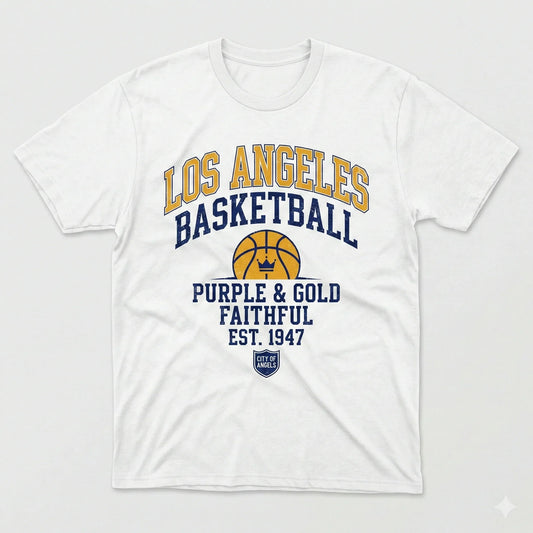 Los Angeles Hoops Classic Fan Graphic Apparel - Purple & Gold Spirit Gear