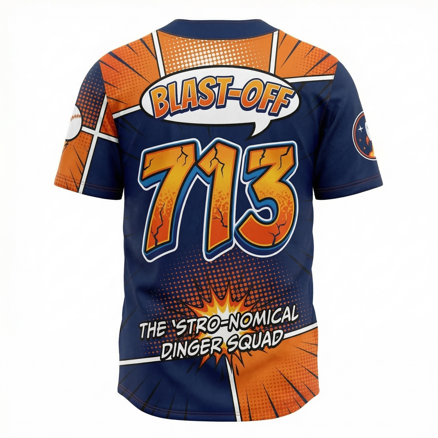 Space City Baseball Jersey Unisex - Comic Style H-Town Dinger Button-Up Shirt