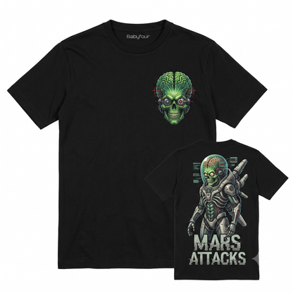 Vintage Alien Sci-Fi Cult Movie Graphic Tee - Retro Green Martian Rib Cage Laser Weapon Design - Unisex T-shirt
