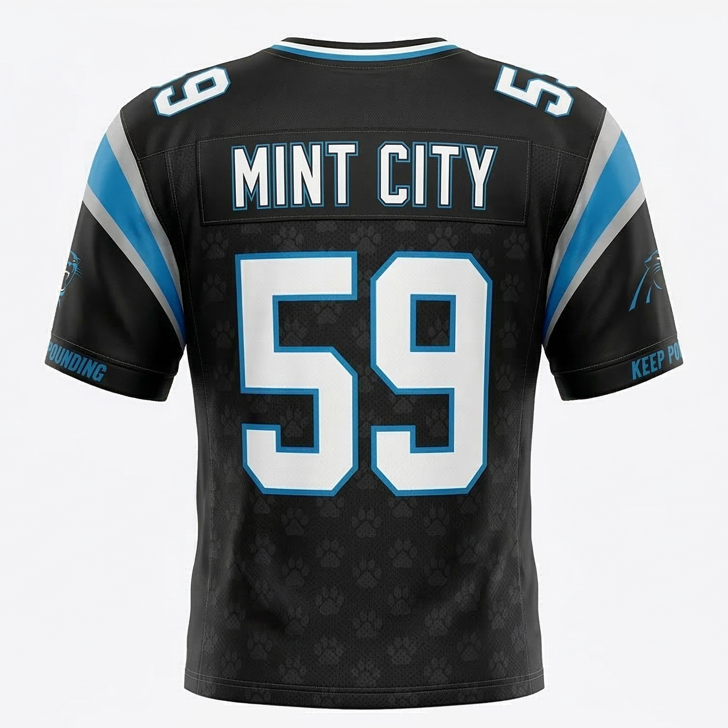 Carolina Football Jersey Heritage Hype Keep Pounding Unisex Mesh American Football Uniform - Black/Carolina Blue