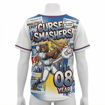 90s Retro North Side Baseball Comic Button-Up Jersey | Wrigleyville Graphic Hype Shirt | Windy City Satire Baseball Apparel