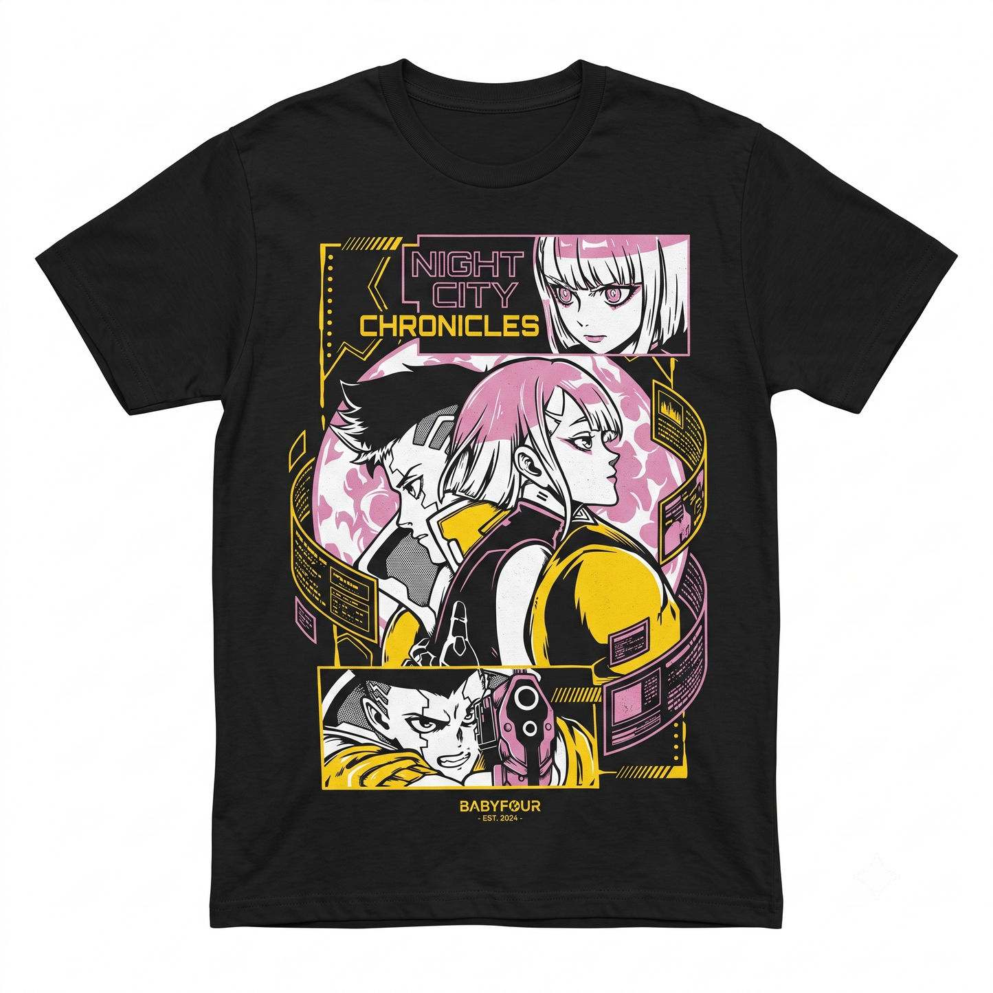 Retro Future Anime Graphic T-Shirt - Japanese Cyberpunk Style Black Tee