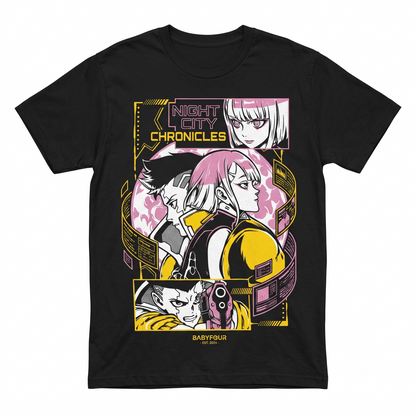 Retro Future Anime Graphic T-Shirt - Japanese Cyberpunk Style Black Tee