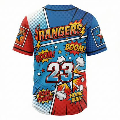 Unisex Arlington Lone Star Baseball Jersey - 90s Comic Art Heritage Button-Up Shirt