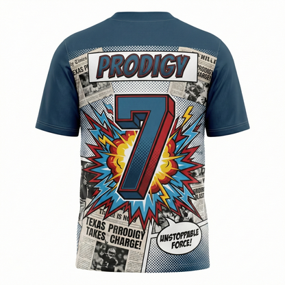 H-Town Gridiron Comic Style Football Jersey | 90s Bootleg Texas Blue & Red All-Over Print Shirt